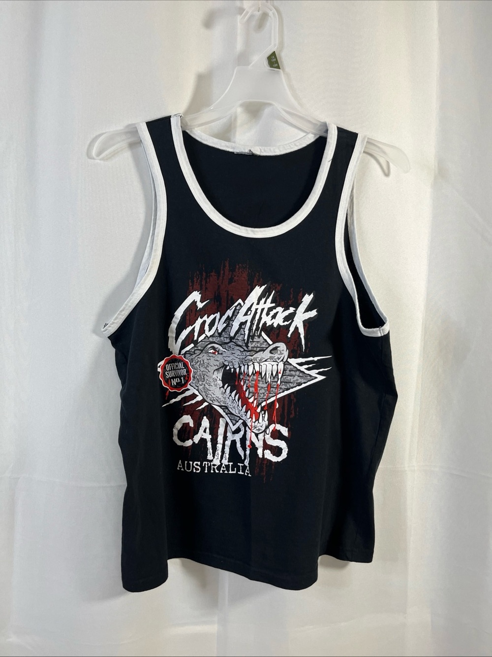 Croc Attack Cairns Australia Graphic design Men's Black Tank Top Large